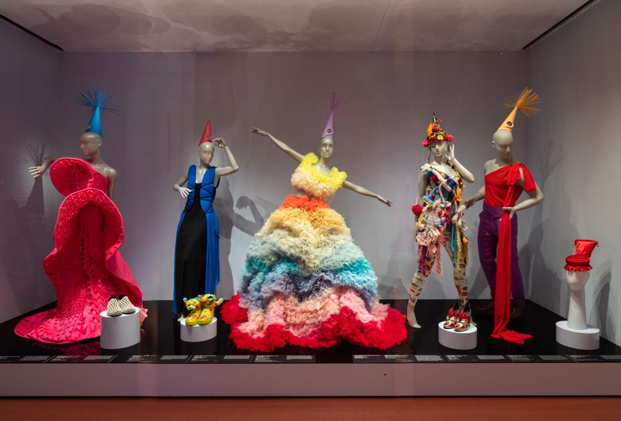 Installation view of <em>Let's Party! Fashion for Kids: Designed by Danielle Brustman</em> at NGV International, Melbourne<br/>