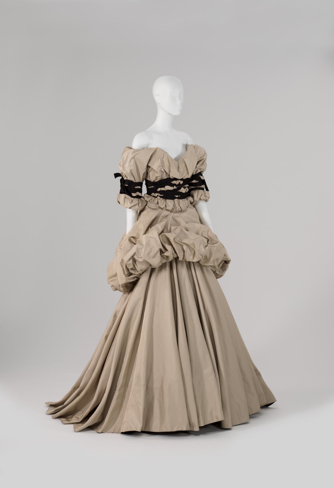 vivienne westwood corset dress Nova Camille shoulder neckline with a romantic cowl and an oversized bow Vivienne Westwood Sunday cotton corset