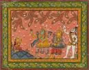 Pattachitra with Ahalya, Rama, Lakshmana and Vishvamitra